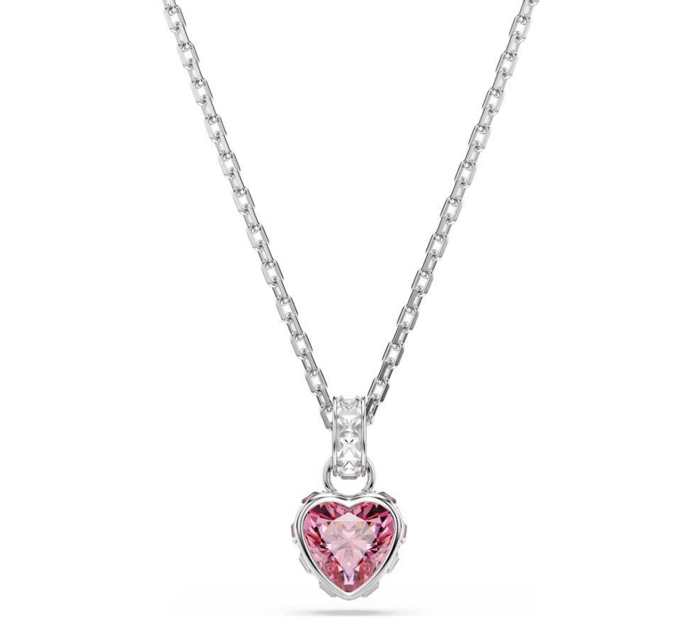 Chroma pendant Mixed cuts, Pink, Rhodium plated