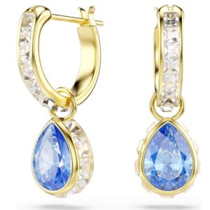 Chroma drop earrings Pear cut, Blue, 18K gold finish