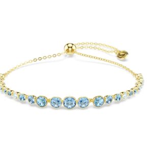 Imber bracelet Round cut, Blue, 18K gold finish (M)