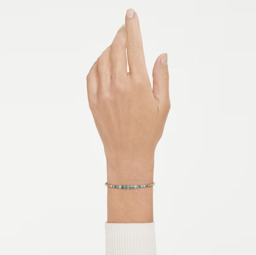 Imber bracelet Round cut, Blue, 18K gold finish (M) - Image 2