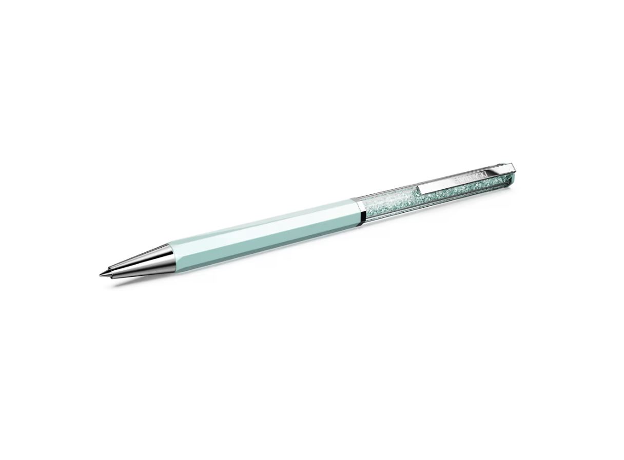 Crystalline ballpoint pen Blue lacquered, chrome plated