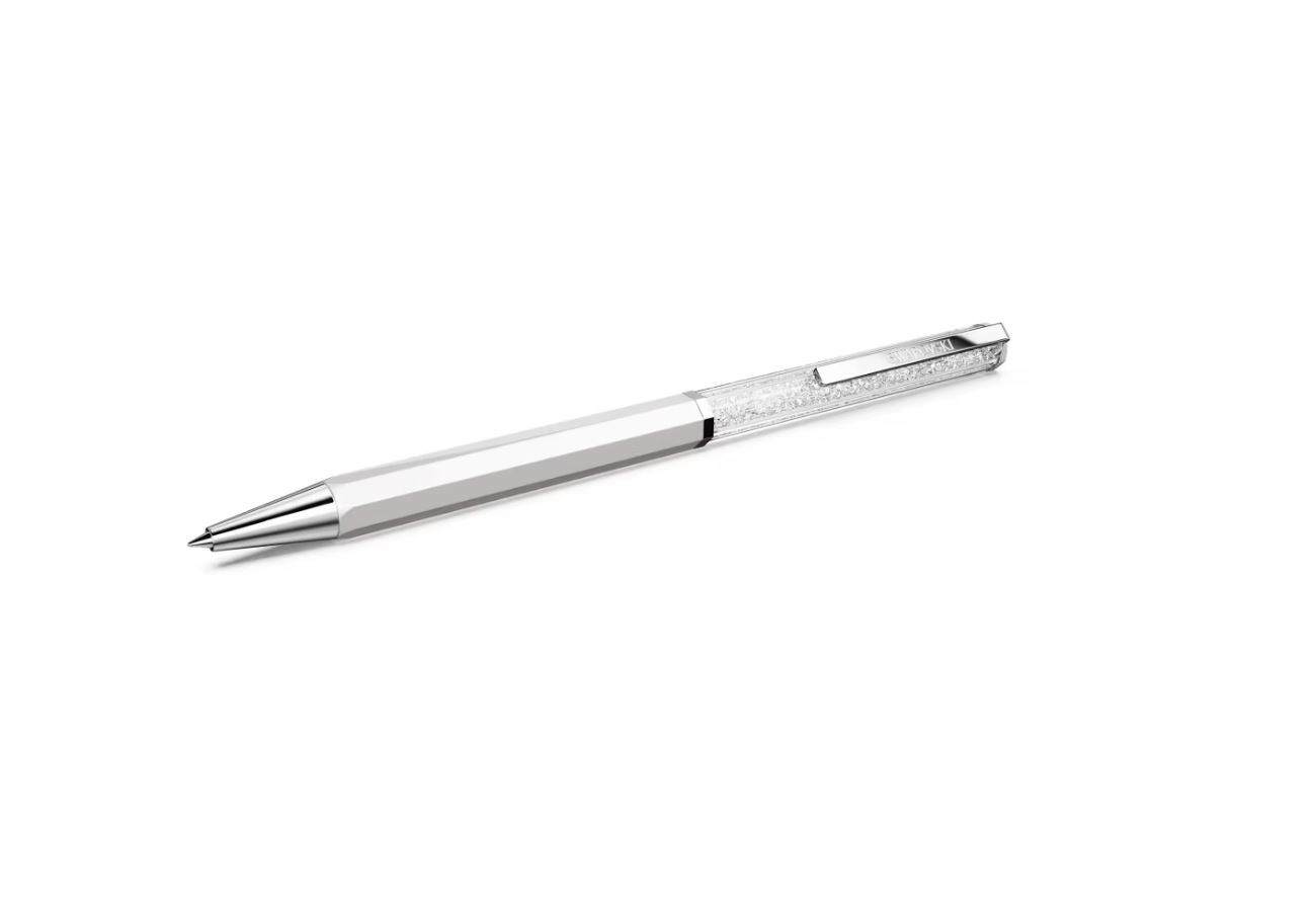 Crystalline ballpoint pen White lacquered, chrome plated