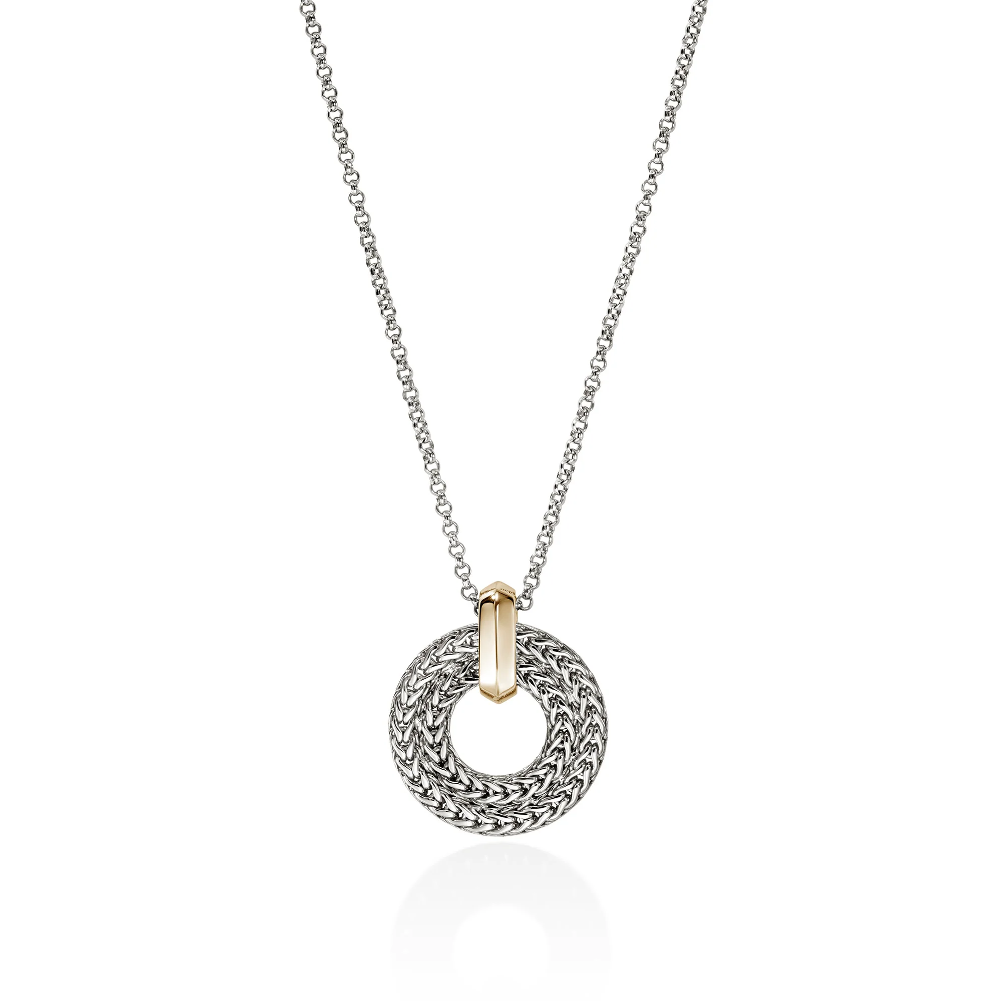 Icon Link Pendant Necklace, Sterling Silver, Gold, 2MM - Image 2
