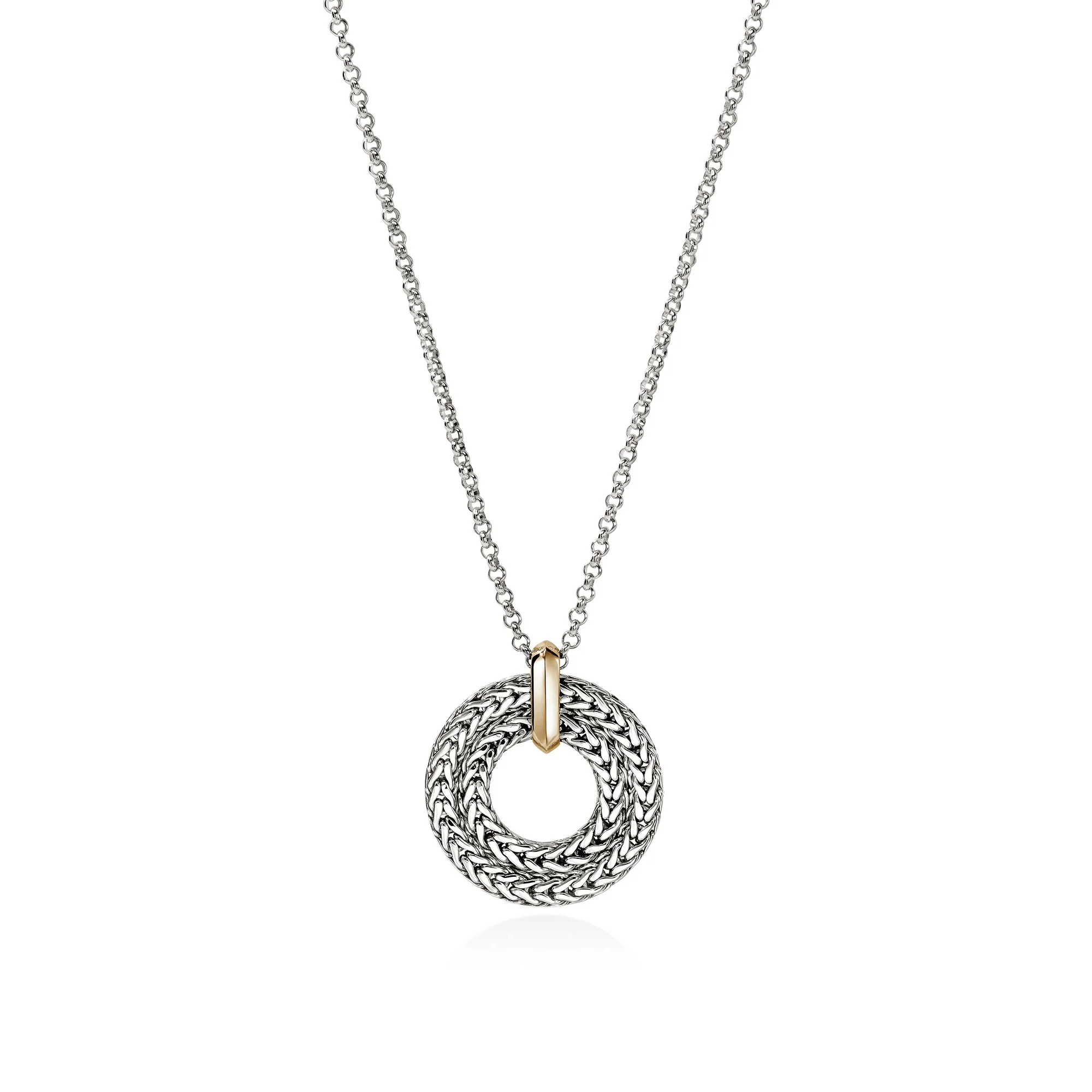 Icon Link Pendant Necklace, Sterling Silver, Gold, 2MM