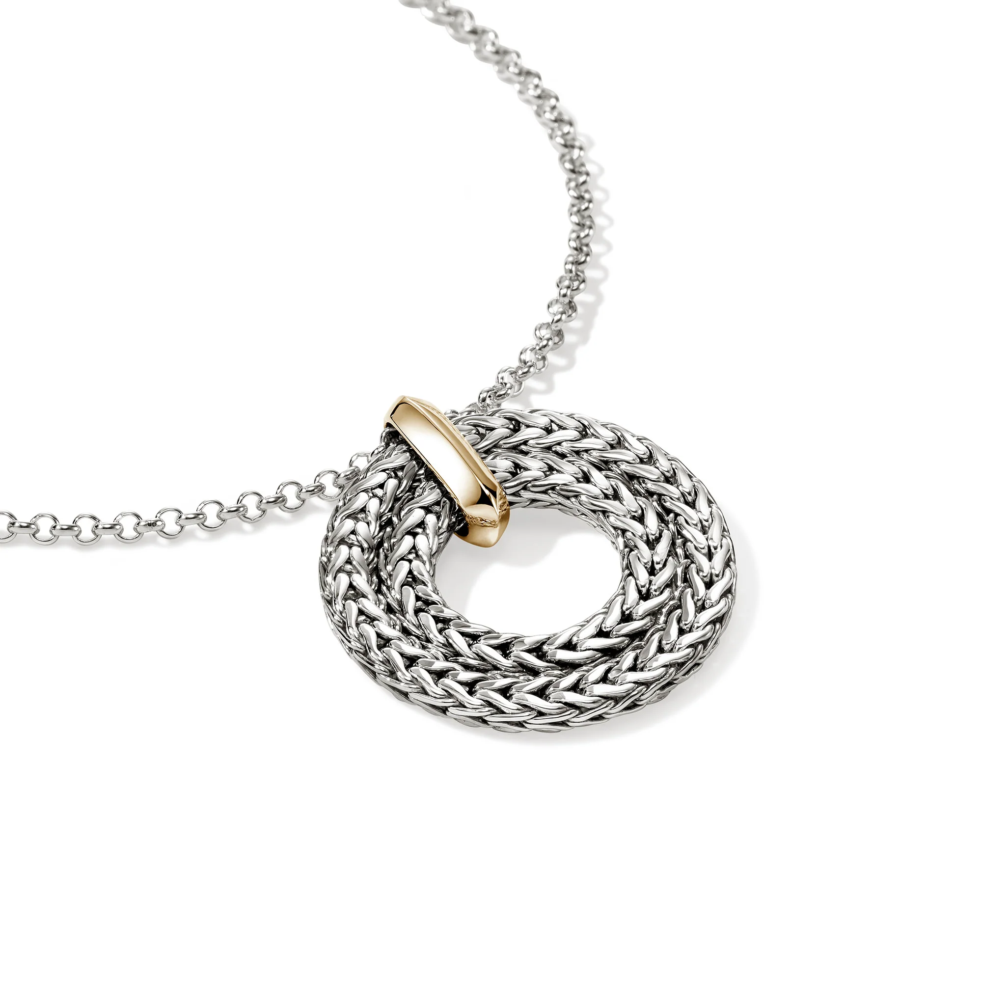 Icon Link Pendant Necklace, Sterling Silver, Gold, 2MM - Image 3