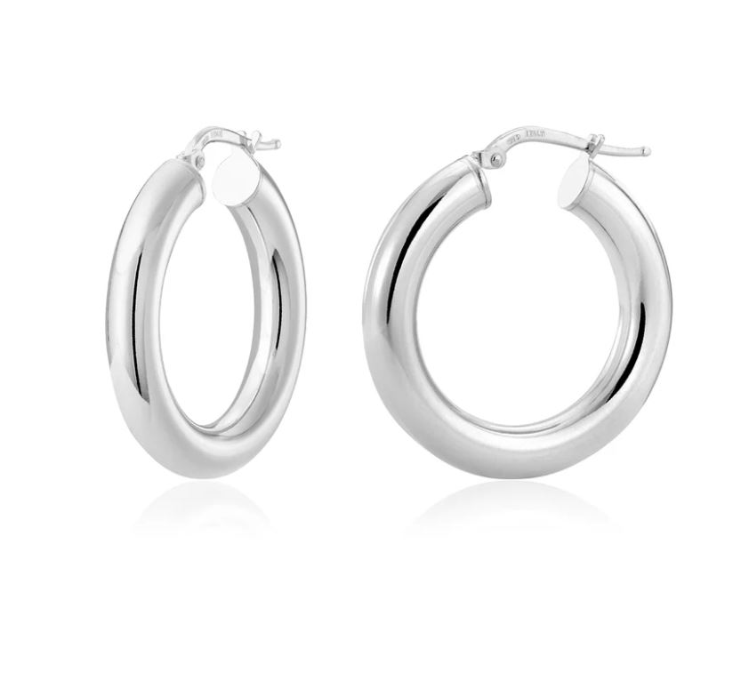 Medium 5mm Tube Hoops in Silver