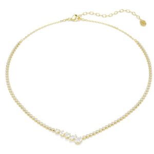 Mesmera necklace Mixed cuts, White, 18K gold finish