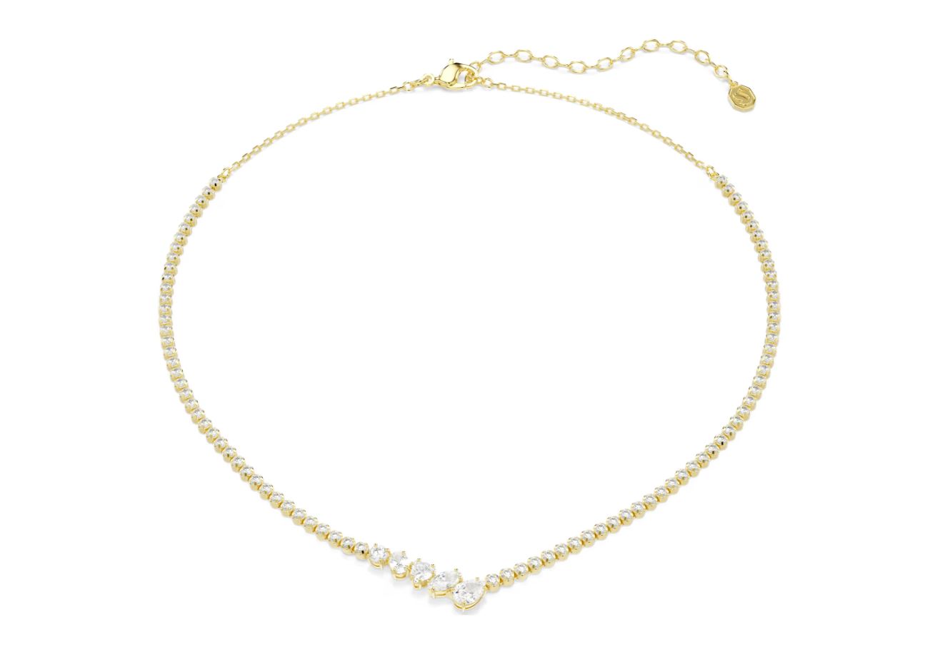 Mesmera necklace Mixed cuts, White, 18K gold finish
