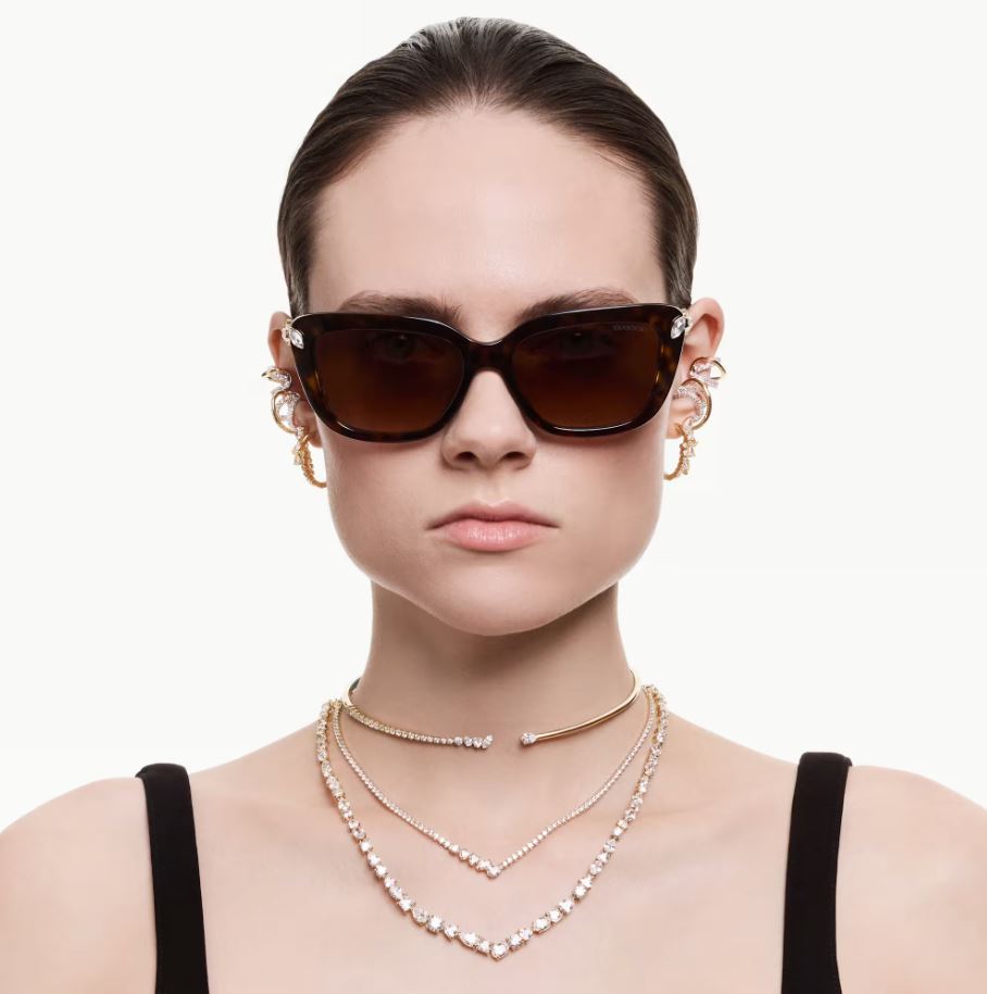 Mesmera necklace Mixed cuts, White, 18K gold finish - Image 3
