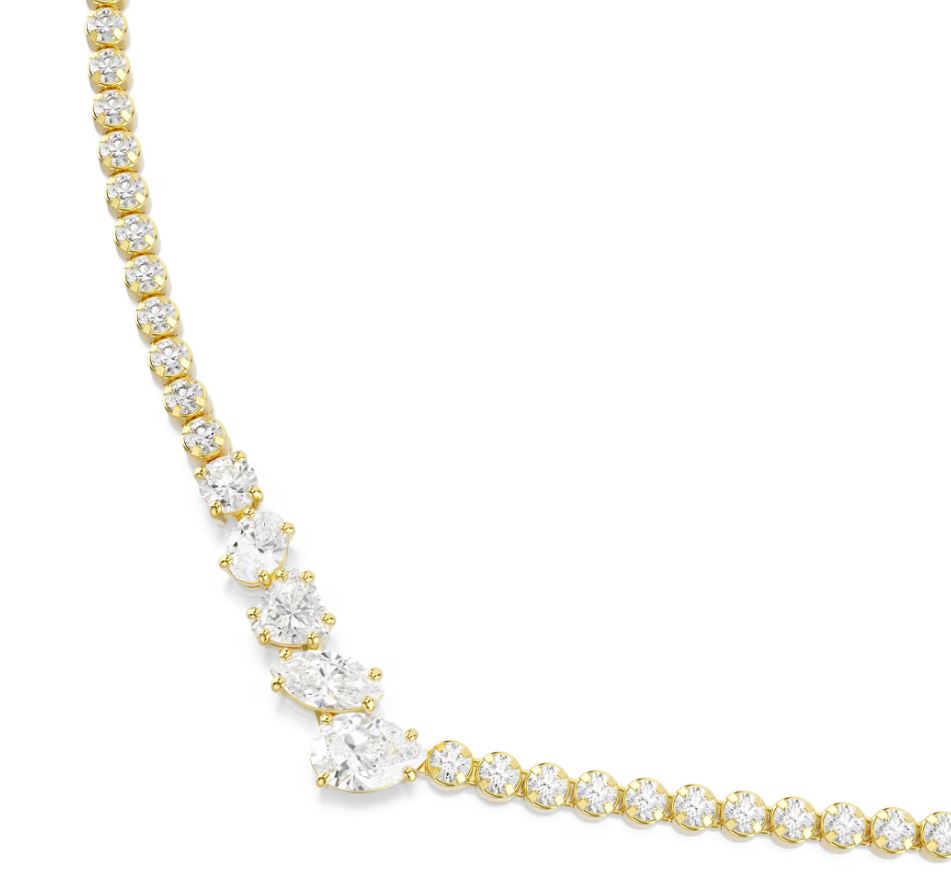 Mesmera necklace Mixed cuts, White, 18K gold finish - Image 2