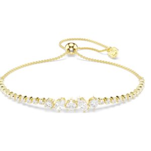 Mesmera bracelet Mixed cuts, White, 18K gold finish (M)
