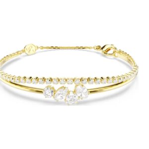 Mesmera bracelet Mixed cuts, White, 18K gold finish (M)