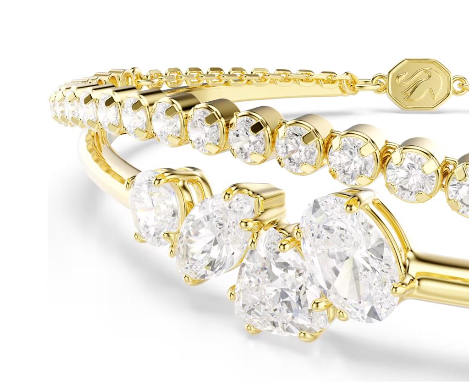 Mesmera bracelet Mixed cuts, White, 18K gold finish (M) - Image 2