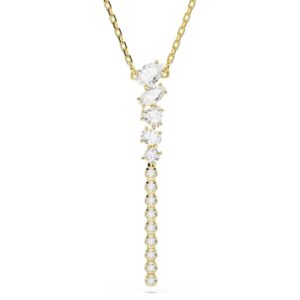 Mesmera Y necklace Mixed cuts, White, 18K gold finish