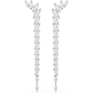 Mesmera earrings Marquise cut, White, Rhodium plated