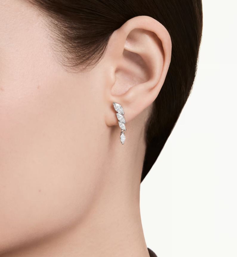 Mesmera earrings Marquise cut, White, Rhodium plated - Image 2