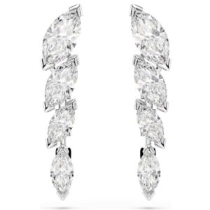 Mesmera earrings Marquise cut, White, Rhodium plated