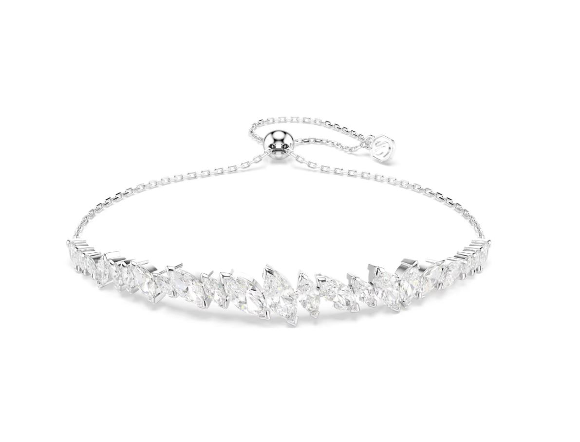 Mesmera bracelet Marquise cut, White, Rhodium plated (M)