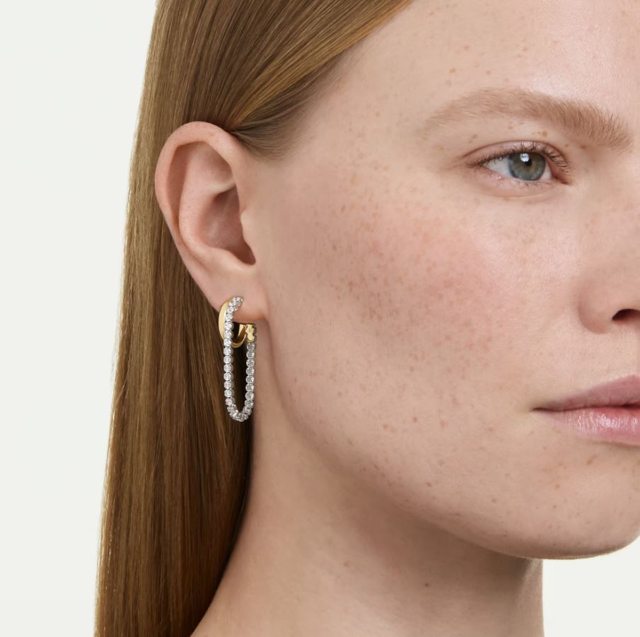 Hyperbola earrings Round cut, White, Mixed metal finish - Image 3