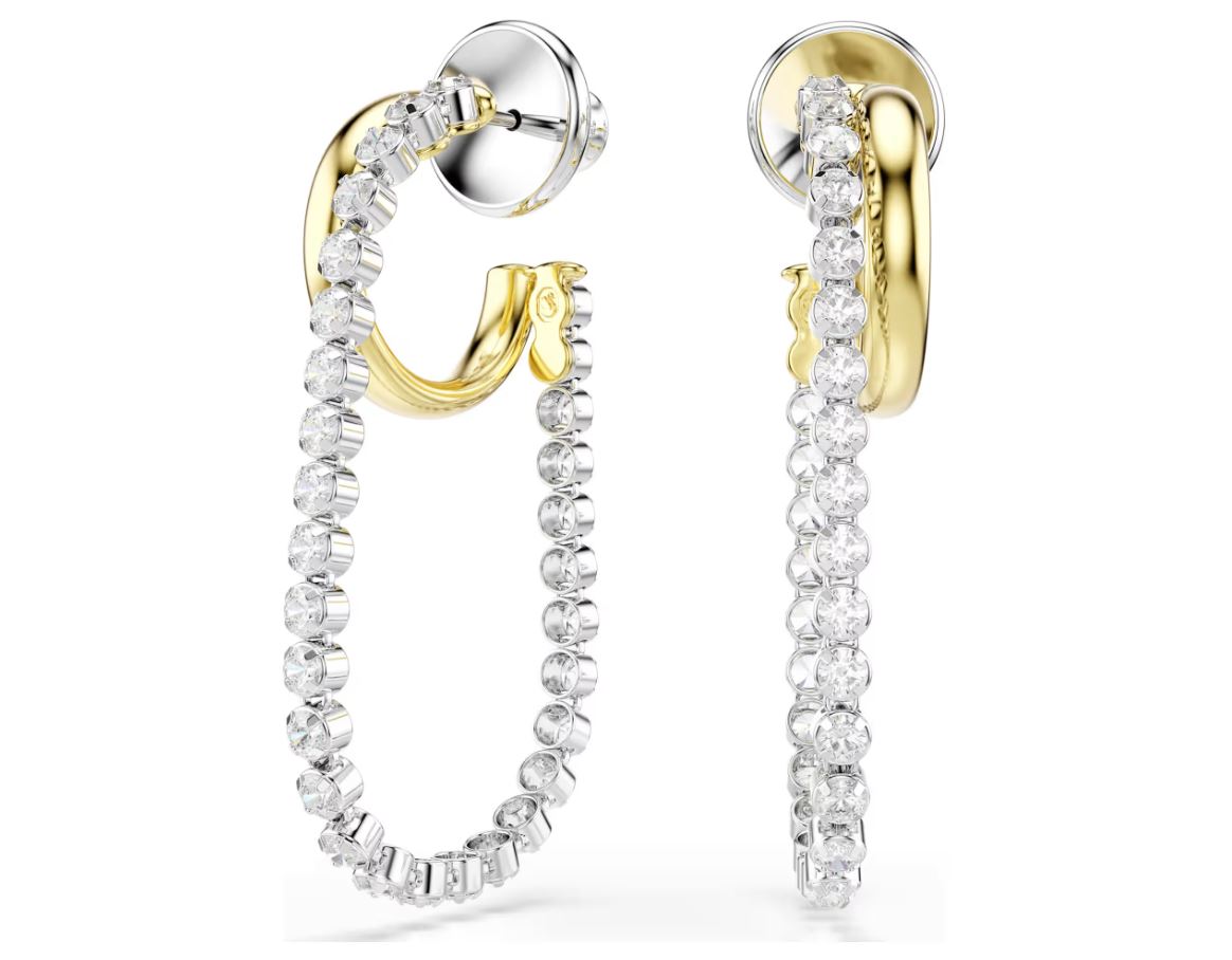 Hyperbola earrings Round cut, White, Mixed metal finish - Image 2