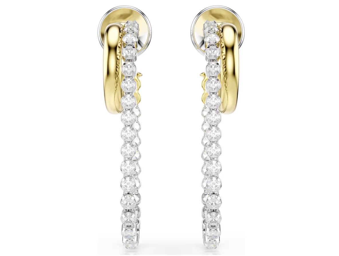 Hyperbola earrings Round cut, White, Mixed metal finish