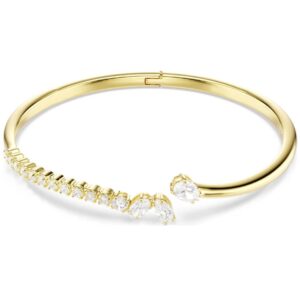 Mesmera bangle Mixed cuts, White, 18K gold finish (M)