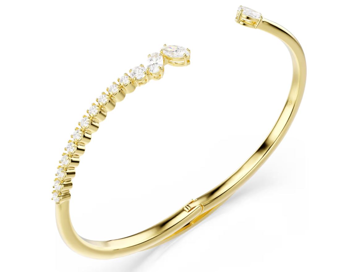 Mesmera bangle Mixed cuts, White, 18K gold finish (M) - Image 2