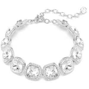 Una Angelic bracelet Cushion cut, White, Rhodium plated (M)