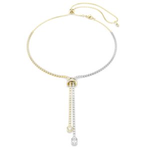 Hyperbola Y necklace Round cut, Knot, White, Mixed metal finish