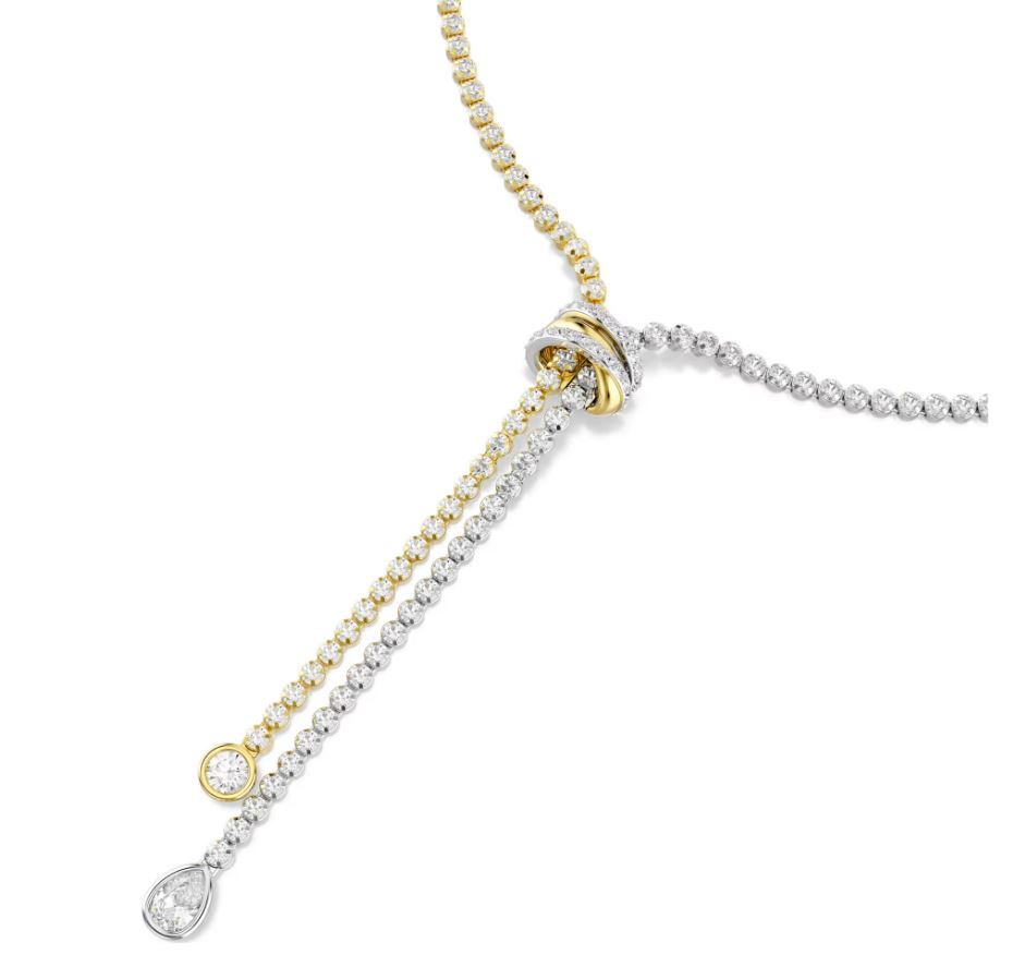 Hyperbola Y necklace Round cut, Knot, White, Mixed metal finish - Image 2