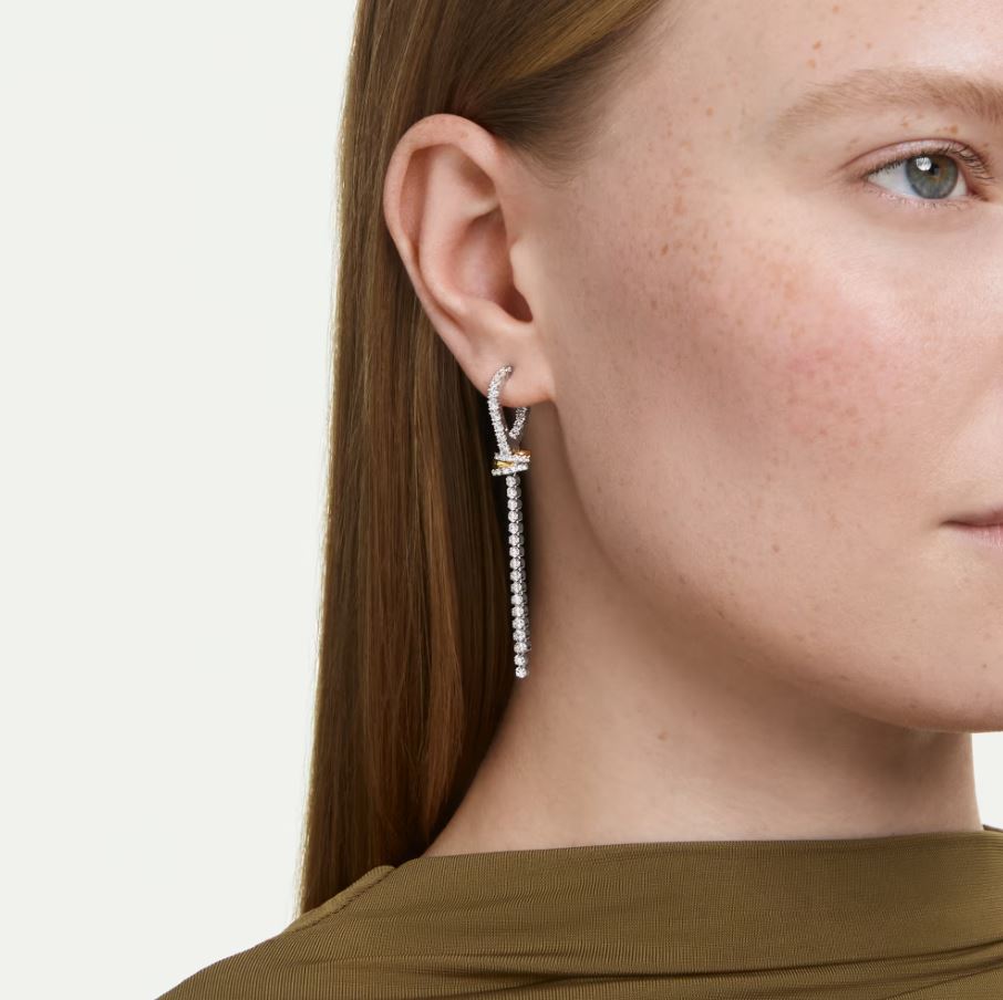 Hyperbola drop earrings Round cut, Knot, White, Mixed metal finish - Image 2