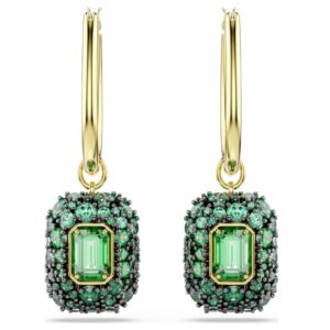Sublima drop earrings Octagon cut, Green, 18K gold finish