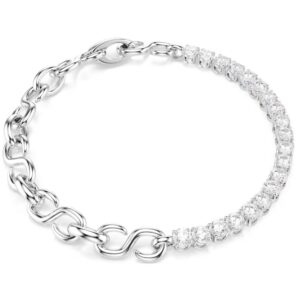 Matrix bracelet Round cut, White, Rhodium plated (M)
