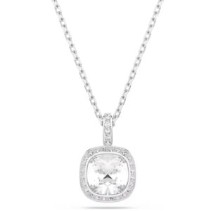 Una Angelic pendant Cushion cut, White, Rhodium plated