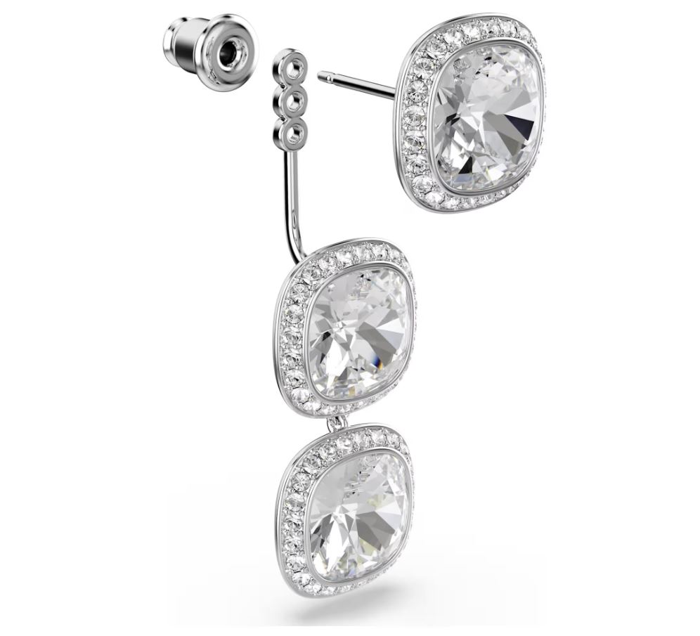 Una Angelic earrings Cushion cut, White, Rhodium plated - Image 2