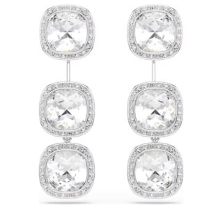 Una Angelic earrings Cushion cut, White, Rhodium plated