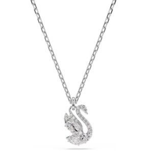 Swan pendant Mixed cuts, Swan, White, Rhodium plated