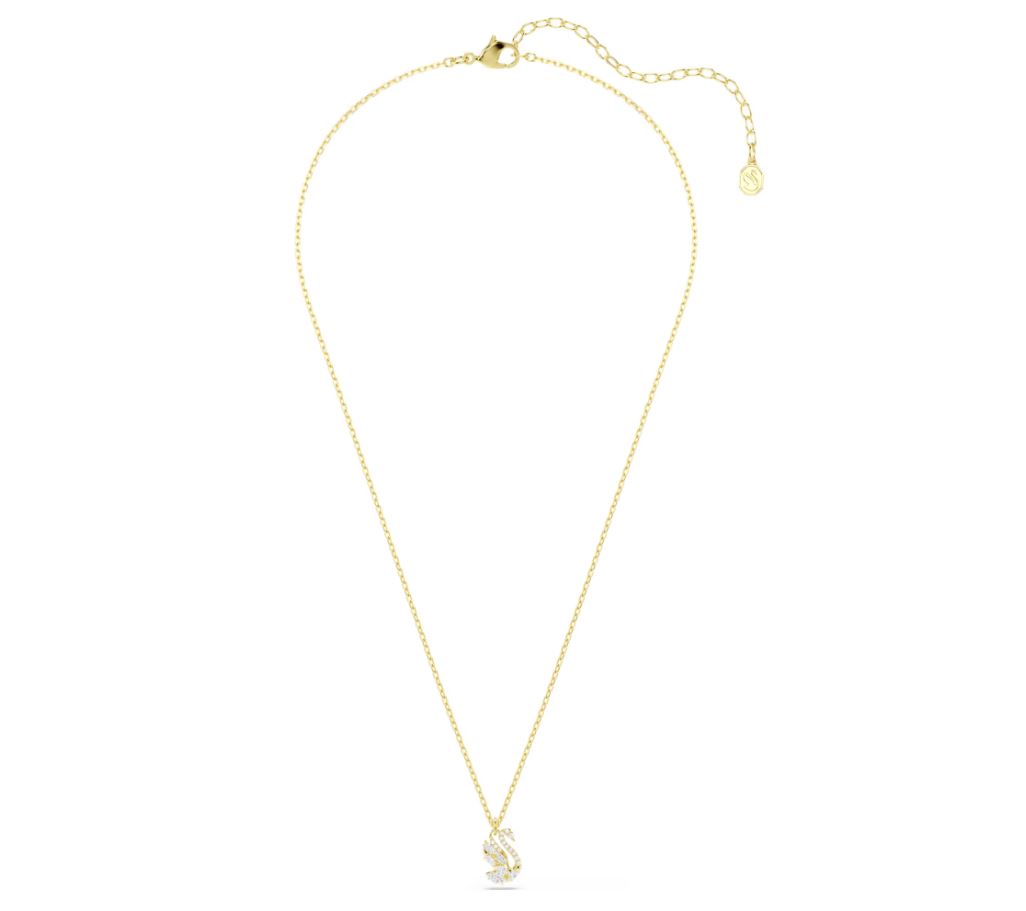 Swan pendant Mixed cuts, Swan, White, 18K gold finish - Image 2