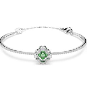 Una Angelic bangle Mixed cuts, Green, Rhodium plated (M)