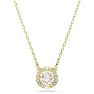 Una Angelic pendant Mixed cuts, White, 18K gold finish