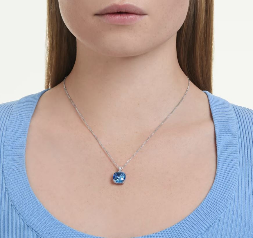 Millenia pendant Cushion cut, Blue, Rhodium plated - Image 2