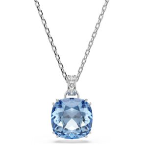Millenia pendant Cushion cut, Blue, Rhodium plated