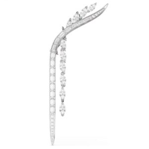 Mesmera brooch Mixed cuts, White, Rhodium plated