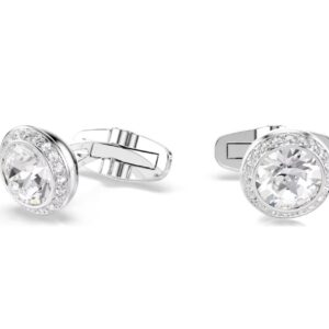 Una Angelic cufflinks Round cut, White, Rhodium plated
