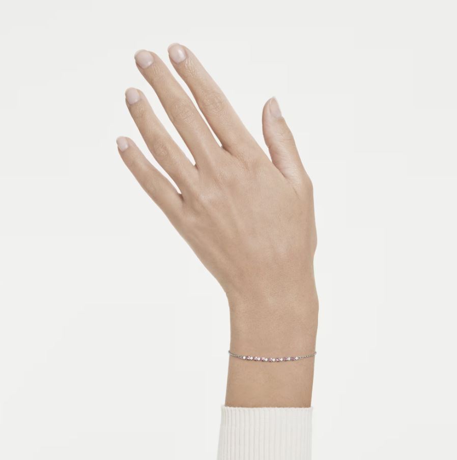 Matrix bracelet Round cut, Pink, Rhodium plated (M) - Image 2
