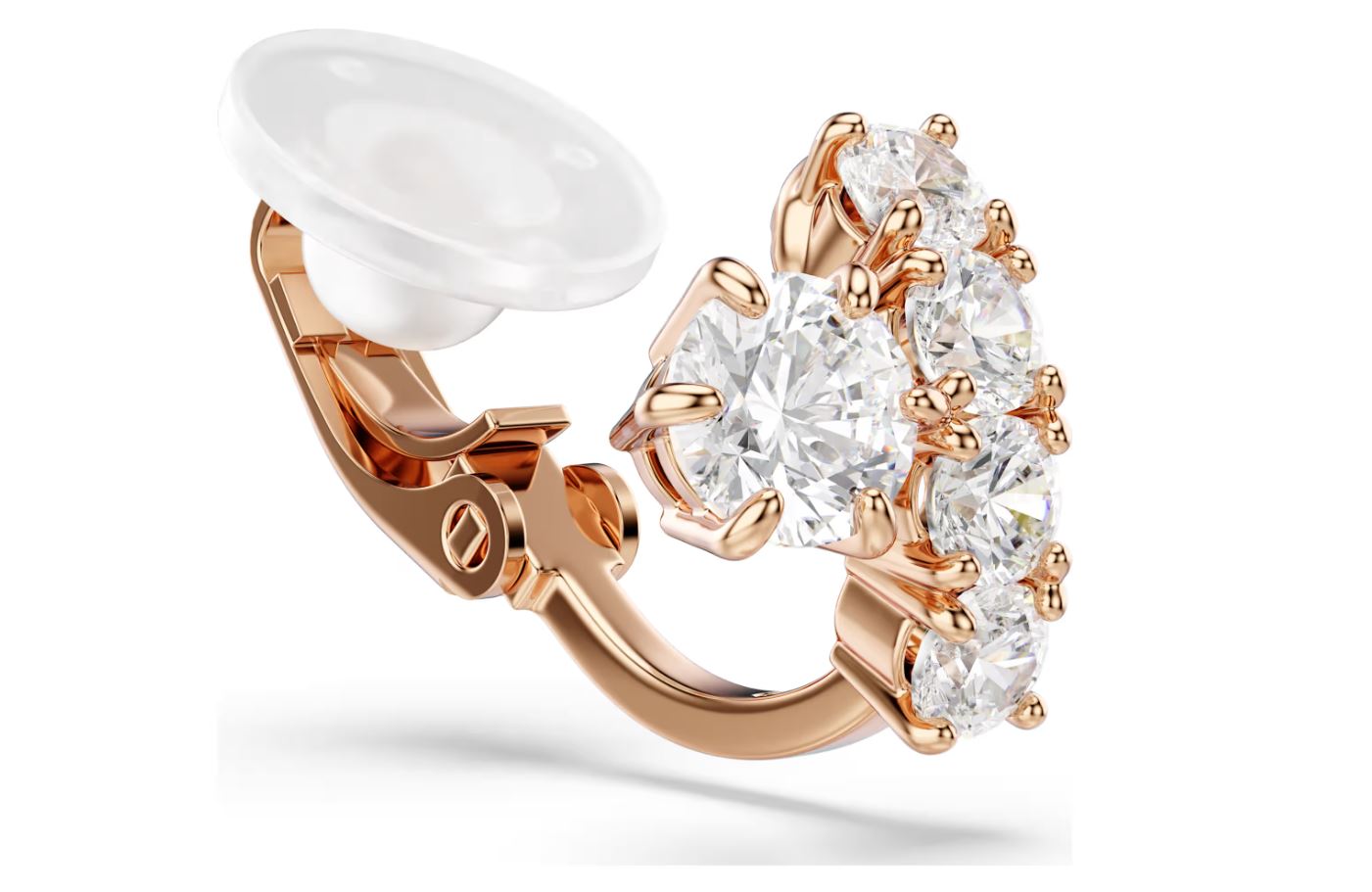 Matrix clip earrings Round cut, White, 18K rose gold finish - Image 2