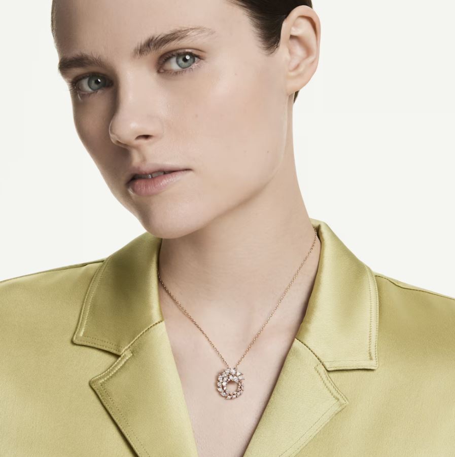 Mesmera pendant Marquise cut, White, 18K rose gold finish - Image 3