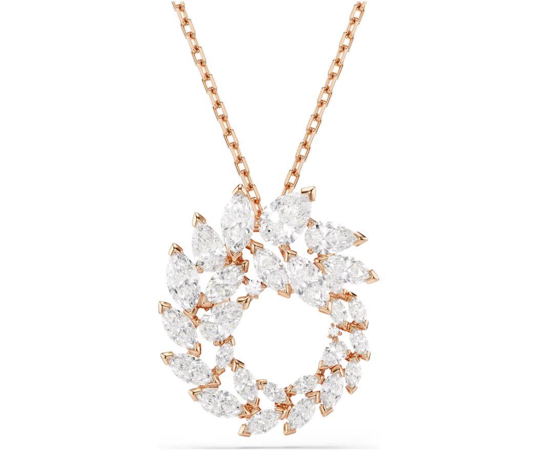 Mesmera pendant Marquise cut, White, 18K rose gold finish