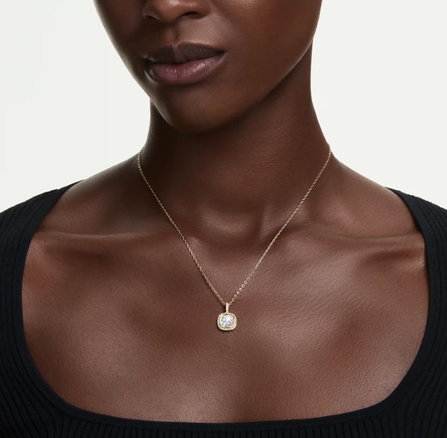 Una Angelic pendant Cushion cut, White, 18K gold finish - Image 3