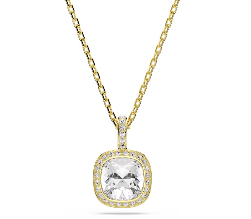 Una Angelic pendant Cushion cut, White, 18K gold finish